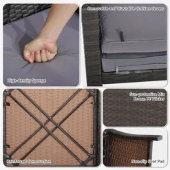 Costway 5PCS Patio Rattan Furniture Set Ottoman Cushioned W/Cover Space Saving Off White/Gray/Red/Turquoise -Costway GUEST 64978c49 62b0 4fe6 a241 8f8194557c6a