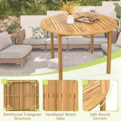 Costway Patio Dining Table Acacia Wood Round Outdoor Bistro Table 4-Person For Deck Lawn 14 Costway Patio Dining Table Acacia Wood Round Outdoor Bistro Table 4-Person For Deck Lawn -Costway GUEST 64de0654 d8b6 48d5 b180 2e832d1d1279