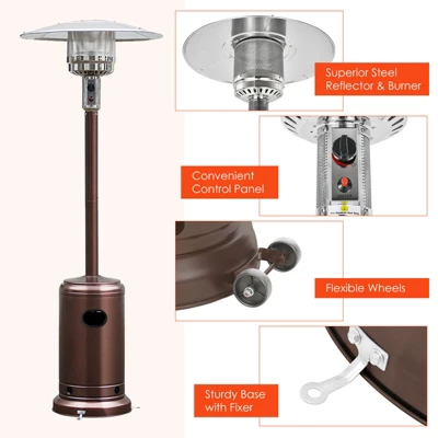 Costway 48000 BTU Propane Patio Heater Standing LP Gas Steel W/ Wheels Bronze 7 Costway 48000 BTU Propane Patio Heater Standing LP Gas Steel W/ Wheels Bronze - Image 7