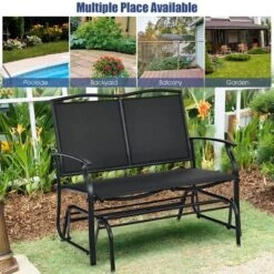 Costway Patio Glider Rocking Bench Double 2 Person Chair Loveseat Garden GreyBlack 14 Costway Patio Glider Rocking Bench Double 2 Person Chair Loveseat Garden GreyBlack -Costway GUEST 655ac51a ea62 400a 9c44 7f0799bce918