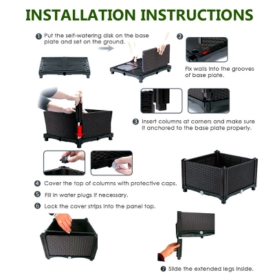 Costway Set Of 4 Raised Garden Bed Elevated Flower Vegetable Herb Grow Planter Box Brown 9 Costway Set Of 4 Raised Garden Bed Elevated Flower Vegetable Herb Grow Planter Box Brown - Image 9