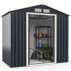 Costway Metal Storage Shed For Garden And Tools W/Sliding Double Lockable Doors
