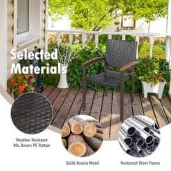 Costway Set Of 4 Outdoor Patio PE Rattan Dining Chairs Armrest Stackable Garden 14 Costway Set Of 4 Outdoor Patio PE Rattan Dining Chairs Armrest Stackable Garden -Costway GUEST 663475b2 5a4a 45fa 914b 7ad051c76b0a
