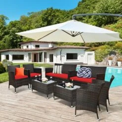 Costway 8PCS Rattan Patio Furniture Set Cushioned Sofa Chair Coffee Table RedBrownTurquoise 27 Costway 8PCS Rattan Patio Furniture Set Cushioned Sofa Chair Coffee Table RedBrownTurquoise -Costway GUEST 6634ead2 ba3c 401f b555 49de8c354216 1