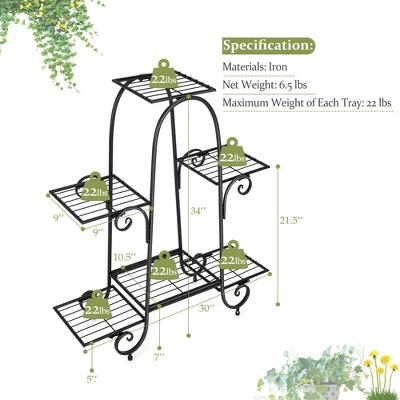 Costway 6 Tier Flower Pot Holder Metal Vertical Shelves Corner Plants Display Rack 1 Costway 6 Tier Flower Pot Holder Metal Vertical Shelves Corner Plants Display Rack