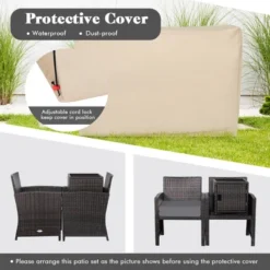 Costway 3PCS Patio Wicker Furniture Set Storage Table W/Protect Cover Cushioned -Costway GUEST 664193d6 9358 4e83 9e41 0dff8b099d2e