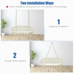 Costway 2 Person Hanging Hammock Chair With Cushion Macrame Swing 330 Lbs Capacity -Costway GUEST 6669565d efd9 4748 b0c8 c4eb51eb1720