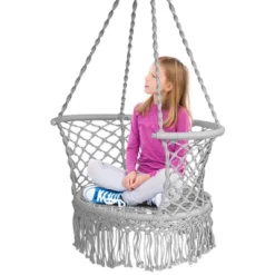 Costway Hanging Hammock Chair Cotton Rope Macrame Swing Indoor Outdoor GrayBlackTurquoise -Costway GUEST 66711e05 13cb 4a48 8bb4 cb792392abee