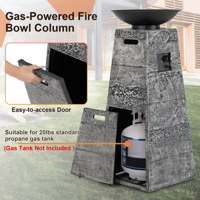 Costway 48'' Outdoor Propane Fire Bowl Column W/ Lava Rocks & PVC Cover 30,000 BTU 7 Costway 48'' Outdoor Propane Fire Bowl Column W/ Lava Rocks & PVC Cover 30,000 BTU - Image 7