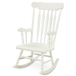 Costway Solid Wood Rocking Chair Porch Rocker Indoor Outdoor Seat Glossy Finish WhiteCoffee -Costway GUEST 6696ad95 ed54 4a19 9f32 260ee0512bdb