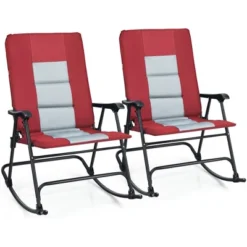 Costway Set Of 2 Padded Folding Rocking Chairs Patio Garden Yard Camping Red/Blue -Costway GUEST 66ab8391 bef9 4398 bfe4 419211d4b640