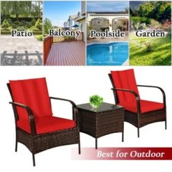 Costway 3 PCS Patio Wicker Rattan Furniture Set Coffee Table & 2 Rattan Chair W/Cushions -Costway GUEST 6712df6d f9bb 4257 9e12 31328aa3abe2