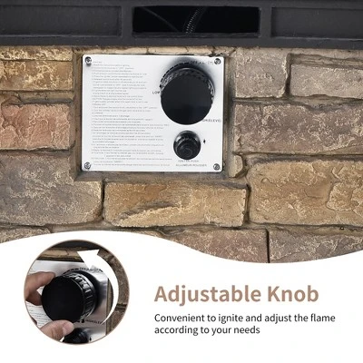 Costway Patio Propane Burning Fire Bowl Column W/ Cover 40,000 BTU & Lava Rocks 7 Costway Patio Propane Burning Fire Bowl Column W/ Cover 40,000 BTU & Lava Rocks - Image 7