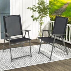 Costway 4pcs Patio Folding Portable Dining Chairs Metal Frame Armrests Garden Outdoor -Costway GUEST 67452664 b7ad 45ba b050 a701795aeadd