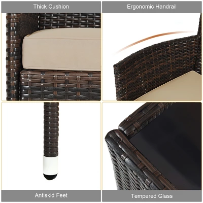 Costway 4PCS Rattan Patio Furniture Set Cushioned Sofa Chair Coffee Table Garden 7 Costway 4PCS Rattan Patio Furniture Set Cushioned Sofa Chair Coffee Table Garden - Image 7