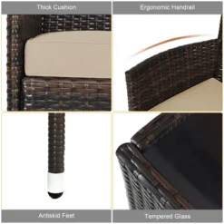 Costway 4PCS Rattan Patio Furniture Set Sofa Chair Coffee Table W/Cushion Outdoor -Costway GUEST 67629866 25eb 44f3 95a9 677452aa3904