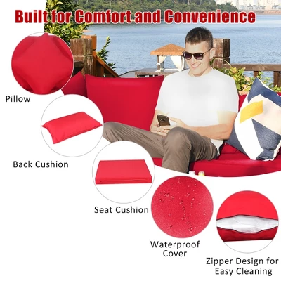 Costway 7PCS Patio Rattan Furniture Set Sectional Sofa Garden Red Cushion 8 Costway 7PCS Patio Rattan Furniture Set Sectional Sofa Garden Red Cushion - Image 8