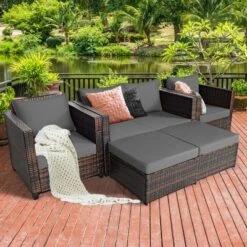 Costway 5PCS Patio Rattan Furniture Set Loveseat Sofa Ottoman Cushioned RedWhite 29 Costway 5PCS Patio Rattan Furniture Set Loveseat Sofa Ottoman Cushioned RedWhite -Costway GUEST 677e57ef 927d 4171 a0cb e16e1c7aa8b5