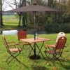 Costway 9ft Patio Solar Umbrella LED Patio Market Steel Tilt W/ Crank Outdoor (Tan)