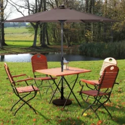Costway 9ft Patio Solar Umbrella LED Patio Market Steel Tilt W/ Crank Outdoor (Tan)
