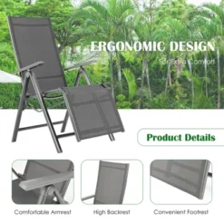 Costway Outdoor Foldable Reclining Chair Aluminum Frame 7-Position Adjustable 14 Costway Outdoor Foldable Reclining Chair Aluminum Frame 7-Position Adjustable -Costway GUEST 67cc2740 78f2 481c 9d7f 60196da86748