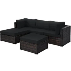 Costway 5PCS Patio Rattan Furniture Set Sectional Conversation Set Ottoman Table -Costway GUEST 683b3514 c8f1 4ed9 92e0 1d30bef8668f