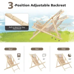 Costway Patio Outdoor Adjustable Folding Wood Sling Chair Reclining Lounge Assembly Free -Costway GUEST 6859b092 8eb0 4ea1 b237 bdf577e0f19b