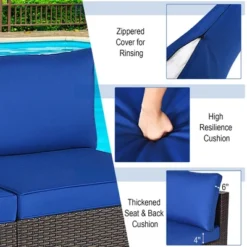 Costway 2PCS Patio Rattan Armless Sofa Sectional Furniture W/Navy Cushion 14 Costway 2PCS Patio Rattan Armless Sofa Sectional Furniture W/Navy Cushion -Costway GUEST 686973d6 0534 4a76 a3c3 2918411c735e