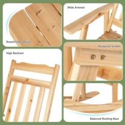 Costway 4PCS Patio Wooden Rocking Chair Bistro Set High Backrest With Folding Side Table 14 Costway 4PCS Patio Wooden Rocking Chair Bistro Set High Backrest With Folding Side Table -Costway GUEST 68b5c649 56b5 487b bd06 3663d4846d4b