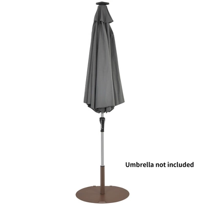 Costway Patio 50LBS Umbrella Base Market Umbrella Stand Wheels Handle Brown 9 Costway Patio 50LBS Umbrella Base Market Umbrella Stand Wheels Handle Brown - Image 9