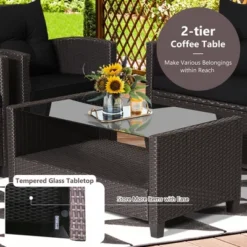 Costway 8 PCS Patio Rattan Furniture Set Glass Table Shelf Sofa Cushion -Costway GUEST 68ec6830 66d9 4c93 bf2e e64f2615cca4