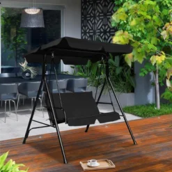 Costway Loveseat Patio Canopy Swing Glider Hammock Cushioned Steel Frame Outdoor Black 8 Costway Loveseat Patio Canopy Swing Glider Hammock Cushioned Steel Frame Outdoor Black -Costway GUEST 69f1be39 1585 488a 8bb7 83aa9b497052