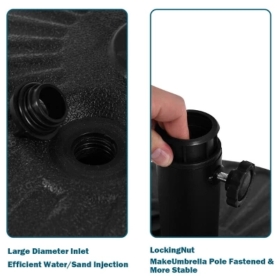 Costway 20'' Round 23L Water Filled Umbrella Base Stand Self-filled Patio Furniture Black 4 Costway 20'' Round 23L Water Filled Umbrella Base Stand Self-filled Patio Furniture Black - Image 4