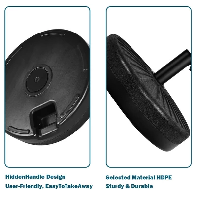 Costway 20'' Round 23L Water Filled Umbrella Base Stand Self-filled Patio Furniture Black 5 Costway 20'' Round 23L Water Filled Umbrella Base Stand Self-filled Patio Furniture Black - Image 5