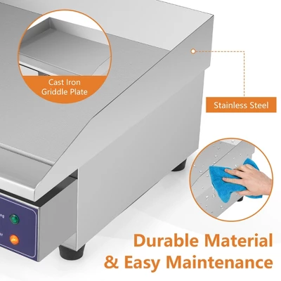 Costway 22'' Commercial Electric Griddle 110V 2000W Flat Top Countertop Grill 122℉-572℉ 4 Costway 22'' Commercial Electric Griddle 110V 2000W Flat Top Countertop Grill 122℉-572℉ - Image 4