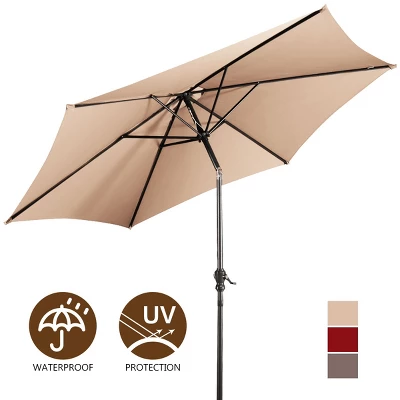 Costway 9FT Patio Umbrella Patio Market Steel Tilt W/ Crank Outdoor Yard Garden, White 7 Costway 9FT Patio Umbrella Patio Market Steel Tilt W/ Crank Outdoor Yard Garden, White - Image 7