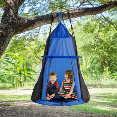 Costway 40'' Kids Hanging Chair Swing Tent Set Hammock Nest Pod Seat 2 Costway 40'' Kids Hanging Chair Swing Tent Set Hammock Nest Pod Seat - Image 2