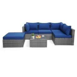 Costway 6PCS Patio Wicker Furniture Set Cushioned Sectional Sofa Coffee Table Navy Deck 15 Costway 6PCS Patio Wicker Furniture Set Cushioned Sectional Sofa Coffee Table Navy Deck -Costway GUEST 6a980d8f 69a9 4b1a bc7d 5a4469734f45