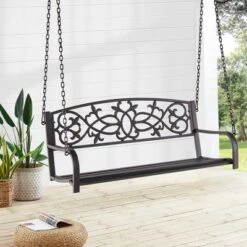 Costway 2-Person Metal Outdoor Porch Swing Hanging Patio Bench 485 Lbs Capacity BlackBrown 21 Costway 2-Person Metal Outdoor Porch Swing Hanging Patio Bench 485 Lbs Capacity BlackBrown -Costway GUEST 6a9dd632 6f15 4a23 a976 0cdc48d44077