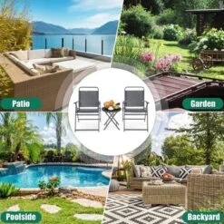 Costway 3PCS Outdoor Bistro Set Folding Table And Chairs Garden Deck Black -Costway GUEST 6a9e8d74 8a1e 4987 a8e1 491a3fa8c8db