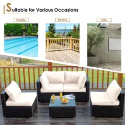Costway 5PCS Patio Rattan Furniture Set Cushioned Sofa & Chair Coffee Table 19 Costway 5PCS Patio Rattan Furniture Set Cushioned Sofa & Chair Coffee Table -Costway GUEST 6b0c69da 440b 4f09 b124 b2a067f6a3ed