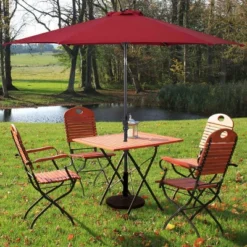 Costway 9ft Patio Solar Umbrella LED Patio Market Steel Tilt W/ Crank Outdoor (Burgundy)