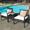 Costway 3PCS Patio Rattan Furniture Set Table & Chairs Set With Cushions Outdoor