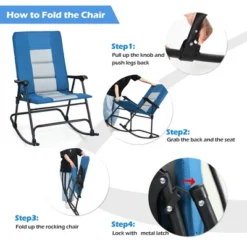 Costway Foldable Rocking Padded Chair Portable Camping Chair With Backrest Armrest RedBlue -Costway GUEST 6bc2f01f e5d5 479b 954e 3bbf7ea93428