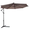 Costway 10' Hanging Umbrella Patio Sun Shade Offset Outdoor Market W/t Cross Base Tan