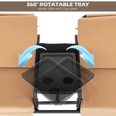 Costway 2-Person Canopy Porch Swing Padded Chair Cooler Bag Rotatable Tray TurquoiseBeigeBlack 6 Costway 2-Person Canopy Porch Swing Padded Chair Cooler Bag Rotatable Tray TurquoiseBeigeBlack - Image 6