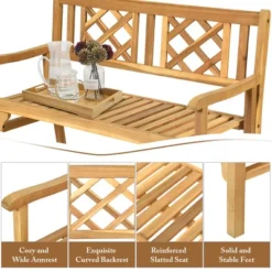 Costway Patio Outdoor Solid Wood Bench Folding Loveseat Chair Park Garden Deck Furniture -Costway GUEST 6c1e63ad 11c7 4f76 b831 5df0f3f697a1