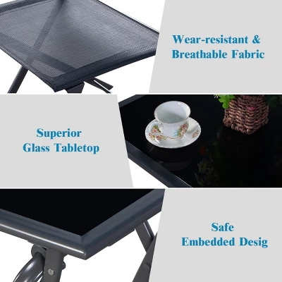 Costway 3PCS Bistro Set Garden Backyard Table Chairs Outdoor Patio Furniture Folding 8 Costway 3PCS Bistro Set Garden Backyard Table Chairs Outdoor Patio Furniture Folding - Image 8