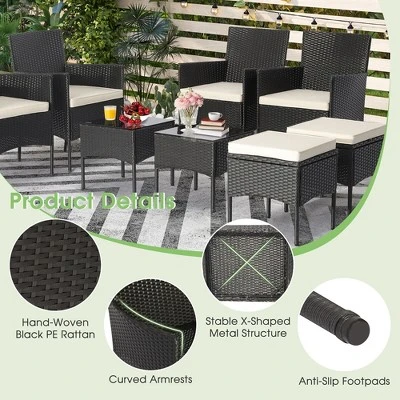 Costway 8PCS Patio Rattan Furniture Set Sofas Ottomans Cushioned Table Free Combination 7 Costway 8PCS Patio Rattan Furniture Set Sofas Ottomans Cushioned Table Free Combination - Image 7