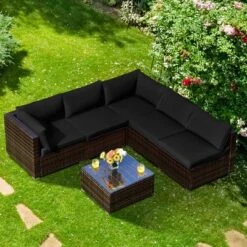 Costway 6PCS Patio Rattan Furniture Set Cushioned Sofa Coffee Table Garden 25 Costway 6PCS Patio Rattan Furniture Set Cushioned Sofa Coffee Table Garden -Costway GUEST 6c4de9b1 8278 40d8 b5a9 1af6c1d10024